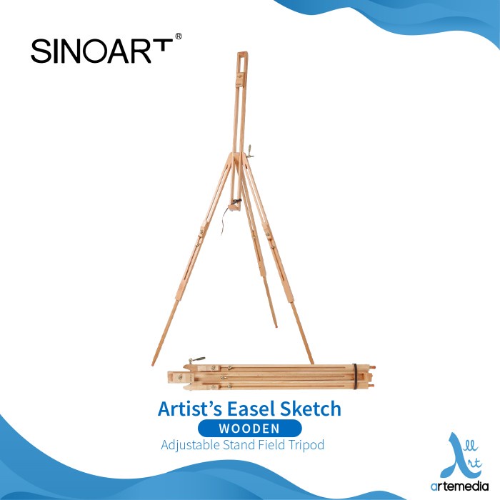 

Easel Lukis Sinoart Artists Sketch Wooden Stand Field Tripod - NATURAL FINISH