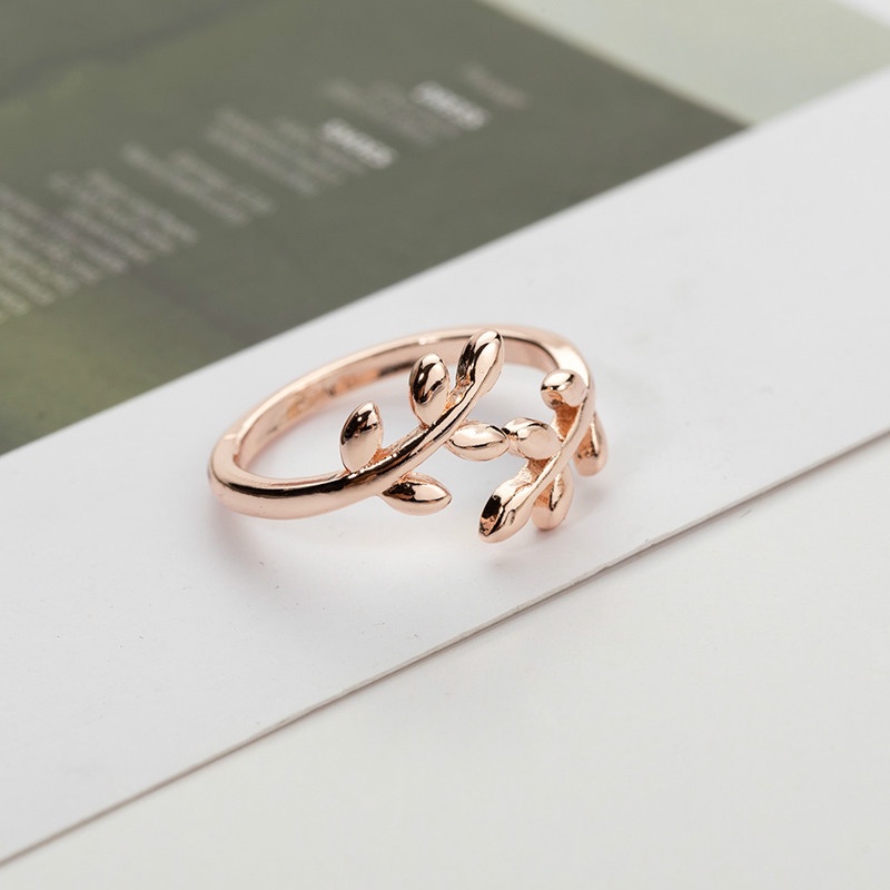 【Ready stock】Cincin couple Charms Olive Tree Branch Leaves Open Ring Wedding Rings Jewelry praktis ukuran 7 murah COD