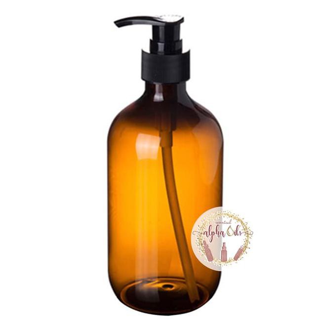 Botol Pump Plastik Tebal Coklat Amber 500Ml Tutup Hitam Import