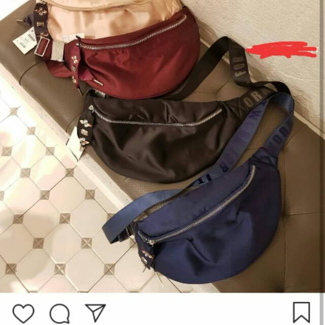 Stradivarius waist bag navy nylon