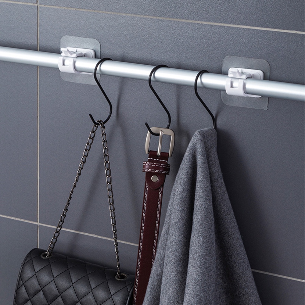 【COD Tangding】Self-adhesive Curtain rod Shelf Bracket Wall Hook Nail-free Adjustable Holders  Self Adhesive Wall Hooks  Magic Wall Rod