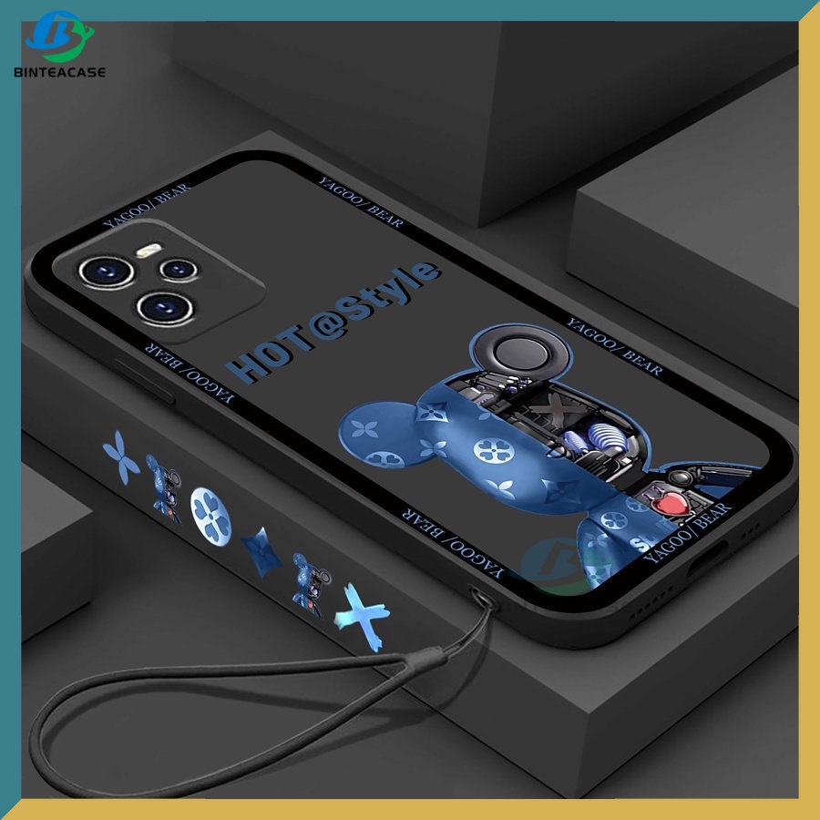 Casing Untuk Realme 10 C35 C21Y C25Y C21 RealmeC11 C25 C17 C15 C12 C3 C2 Realme 8i 7i 5 5i 6i 6 Pro 7 Pro Trendy Mekanik Pola Beruang Lanyard Silicone Phone Case Binteacase