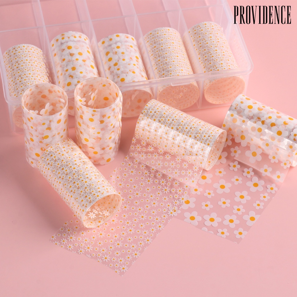 Providence 10 Rol / Set Stiker Kuku Motif Bunga Krisan Untuk Aksesoris Nail Art / Manicure