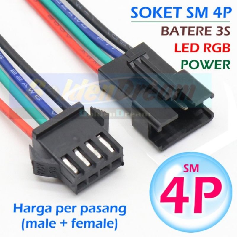 Jual Sepasang Kabel Soket Sm Pin Jst P S Rgb Male Female Kabel Terminal Shopee Indonesia