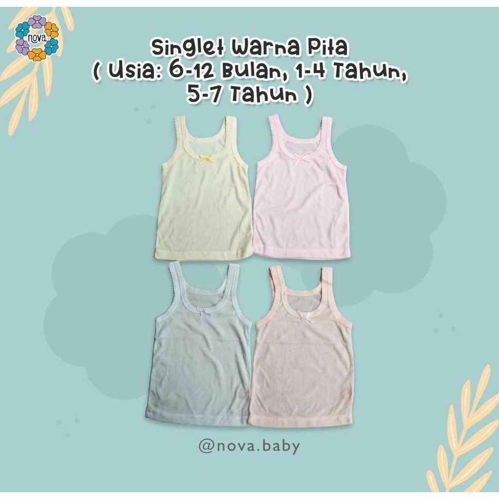 NOVA SINGLET BAYI DAN ANAK / SINGLET PUTIH DAN WARNA BAYI