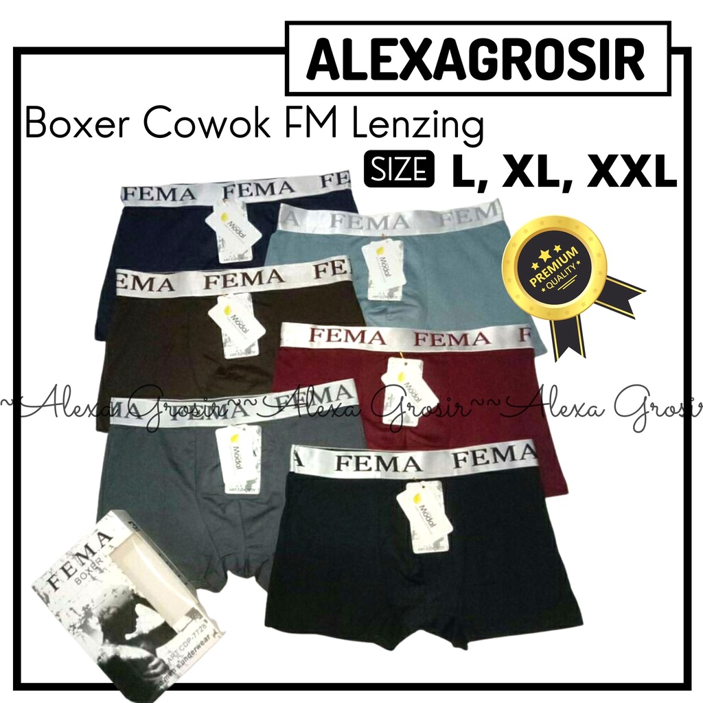 Celana Dalam Pria Boxer Fema 7728 Polos Ban Silver- ALEXAGROSIR