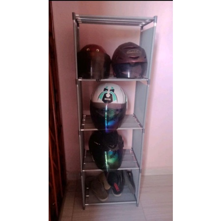 Rak helm 5 susun tempat helm muat lebih banyak helm lebih luas dan tebal