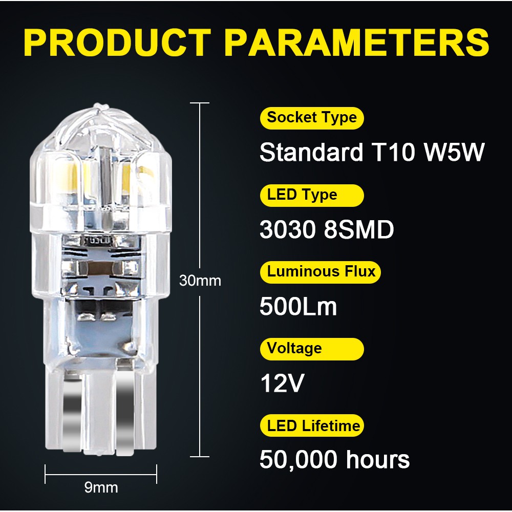 Lampu Led 8smd W5W T10 194 168 Chip 3030 Dc 12v 5w Untuk Mobil