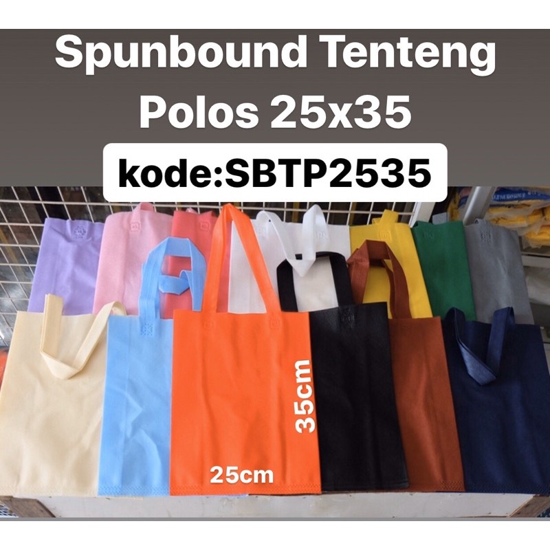 

tas kain spunbound tenteng polos warna size 25x35 isi 12