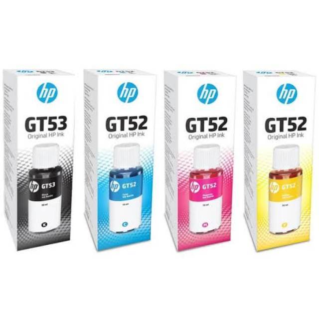 TINTA BOTOL HP GT53 BLACK/GT52 CYAN / MAGENTA / YELLOW ORIGINAL 100%