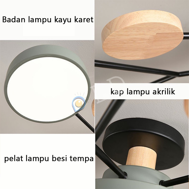 3 Warna 48W Lampu Gantung LED Nordic Modern Minimalis Gaya Lampu Gantung Lampu Langit-langit/Lampu Gantung LED Termasuk sumber cahaya（dapat dipertukarkan）