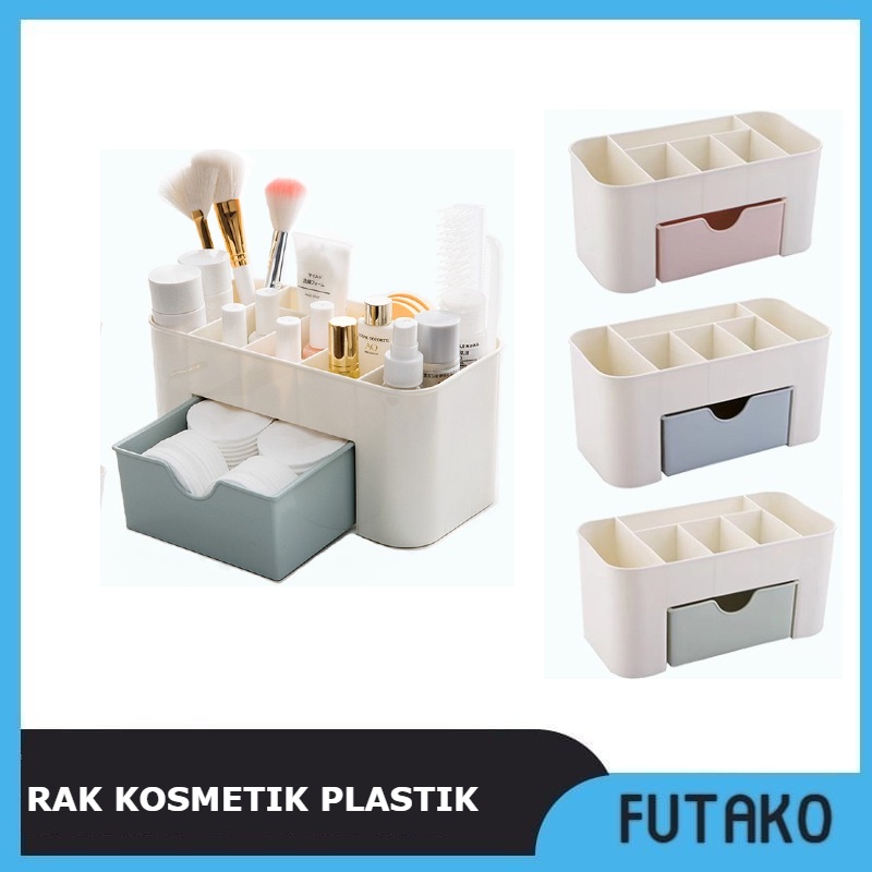 FUTAKO Rak Kosmetik Plastik / Rak Makeup Plastik / Rak Kosmetik Laci / Rak Kosmetik Laci Warna Biru