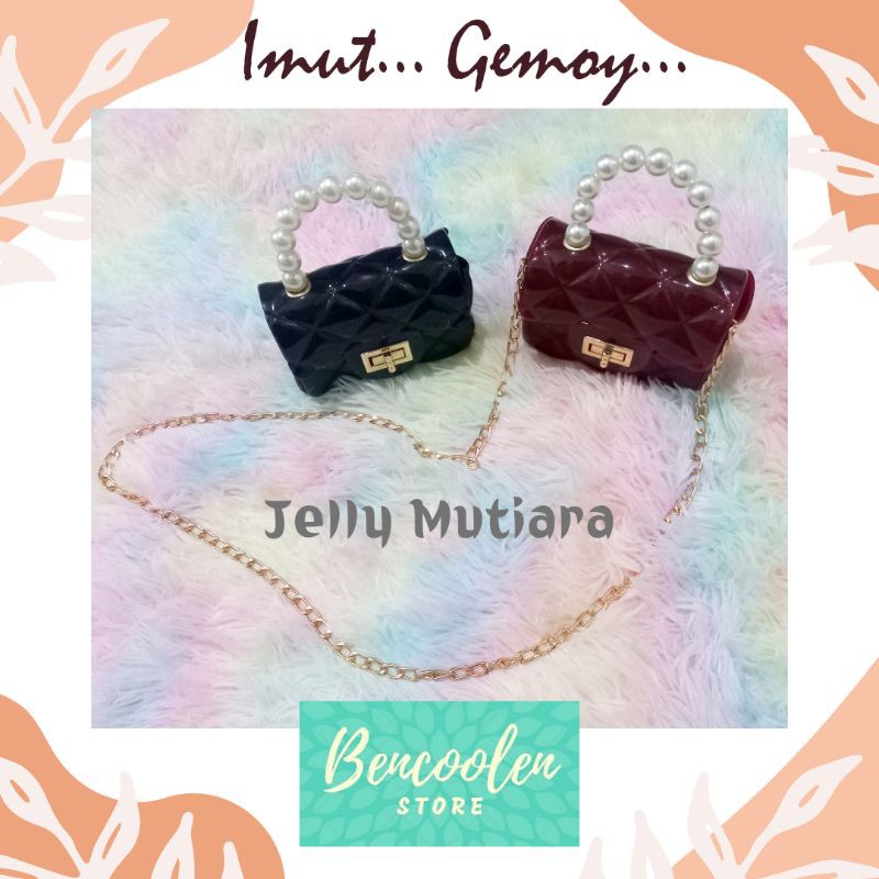 Tas Selempang/Shoulder/Hand Bag Anak Imut Jelly Mutiara Rantai