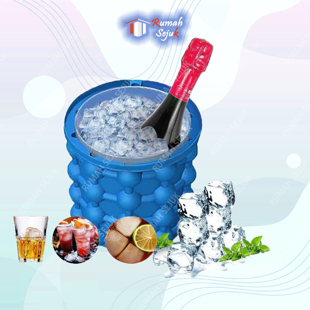 RS - Ice Cube Maker Cetakan Es Batu Silicone Ice Bucket Cetakan Es Batu Genie Ice Cube Maker 3D Silicone Mold Sudah Food Grade Cetak Pencetak || 1135-Silicone Grosir Barang Unik Murah Lucu - C01