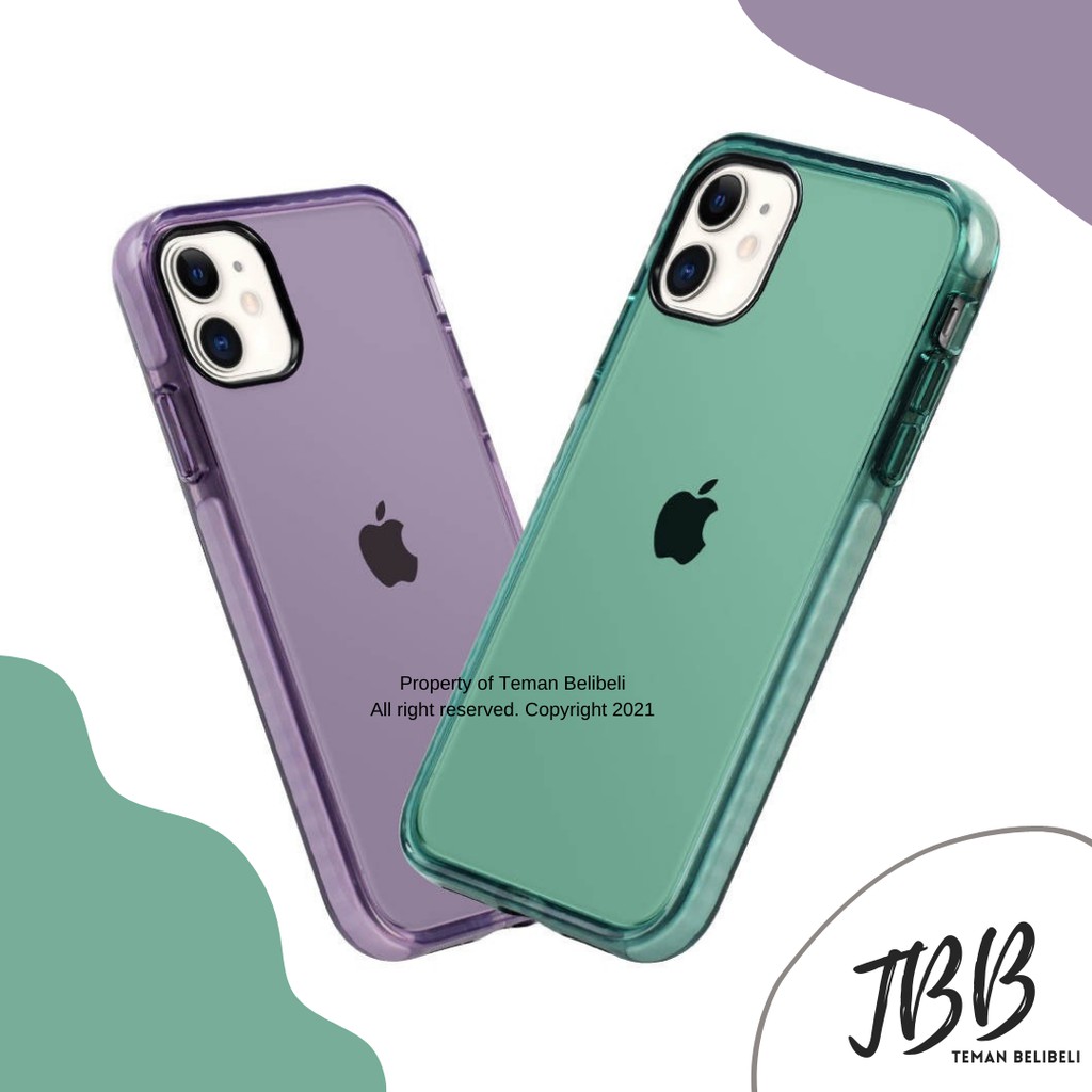 Casing Impact Mint & Ungu (iPhone 12/12Mini/12Pro/12Pro Max/7/8/7+/8+/X