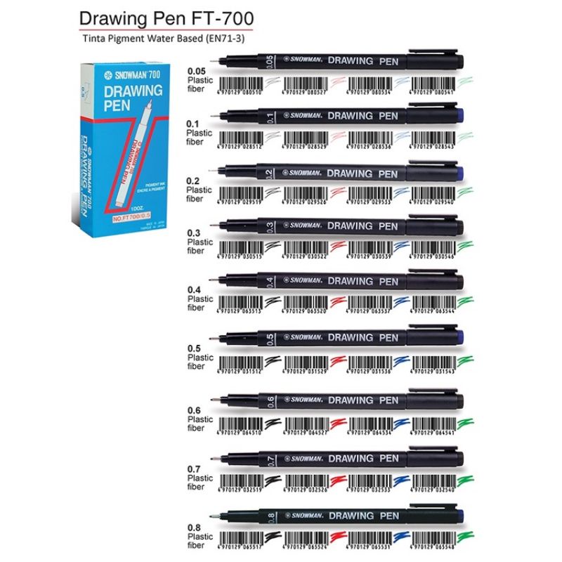 

Pulpen / Drawing Pen Snowman FT - 700 / (1pak/12pcs)