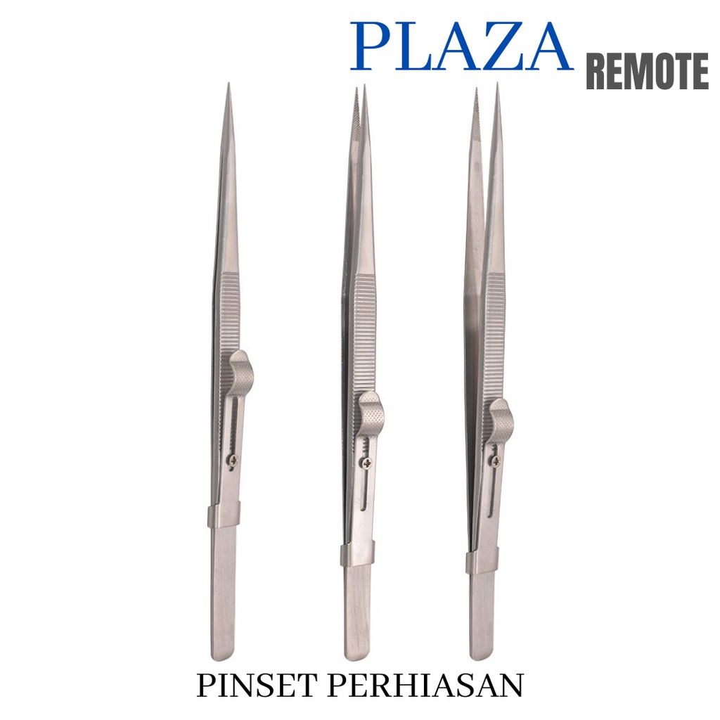 PINSET TANG PENJEPIT STAINLESS STEEL PRESISI PERMATA BERLIAN DIAMOND ADA PENGUNCI MODEL LURUS