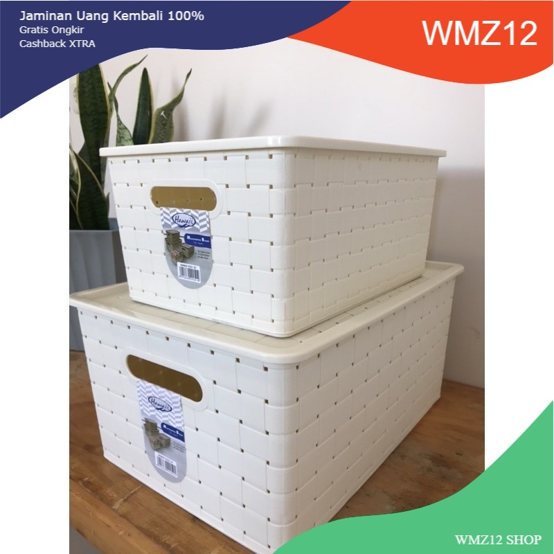 Keranjang Lugano Hawaii/Kotak Penyimpanan/Putih Gading