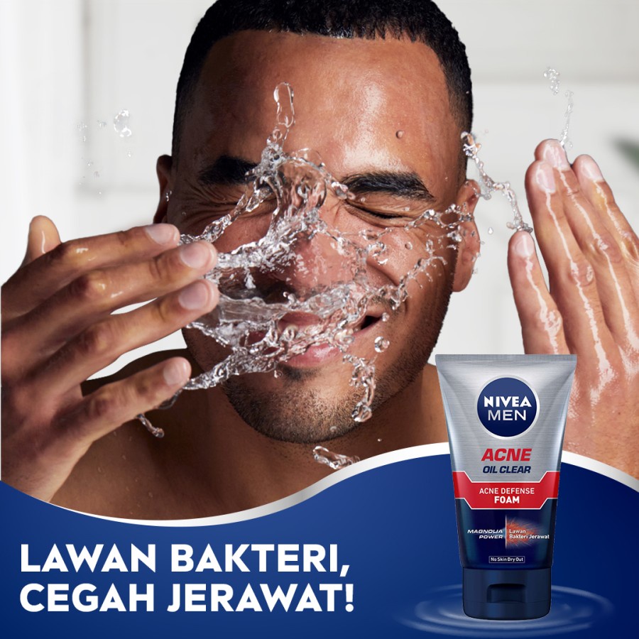 NIVEA MEN Acne Defense Foam 100ml / 100 ml - Pembersih Wajah Pria Berjerawat