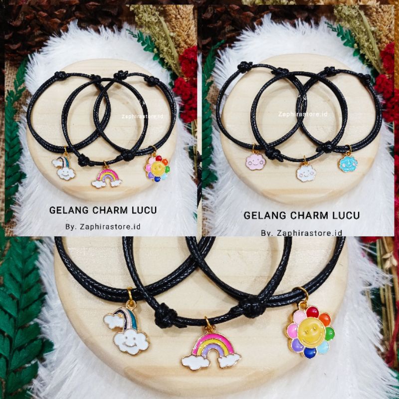 PROMO - GELANG / KALUNG TALI LIONTIN AWAN | Gelang Tali LUCU