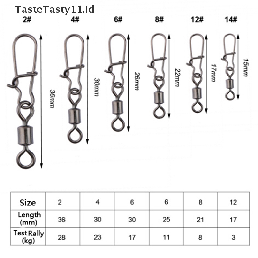 (TasteTasty) 200pcs Kili-Kili Pancing rolling swivel Bahan stainless Steel