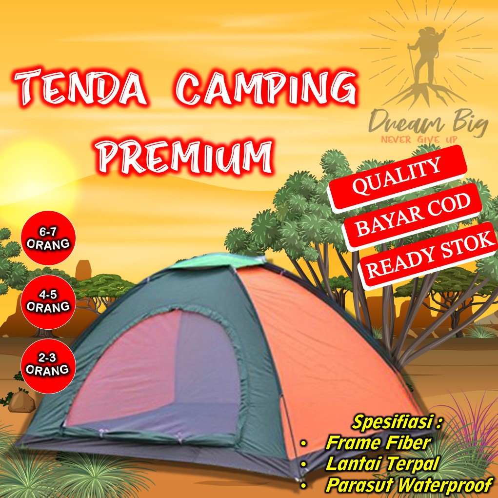 Tenda Camping Anti Air 6 Orang Water Proof Tenda Kemping Kemah Gunung