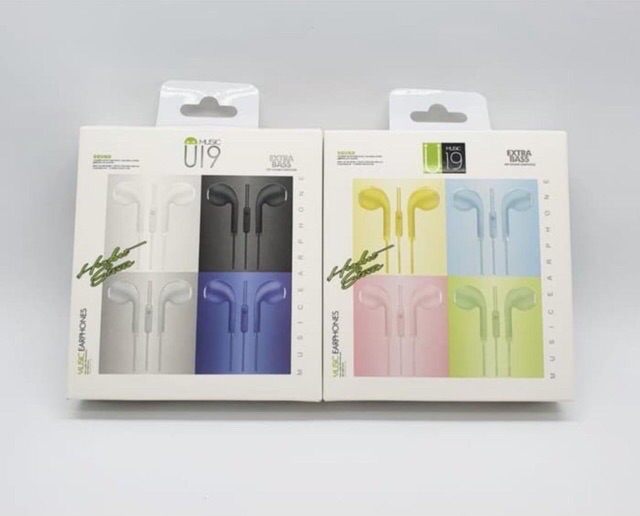 U19 Earphones Macaron Mate Color HIFI Headset Ala Korea Handsfree Warna Warni Pack Plastik