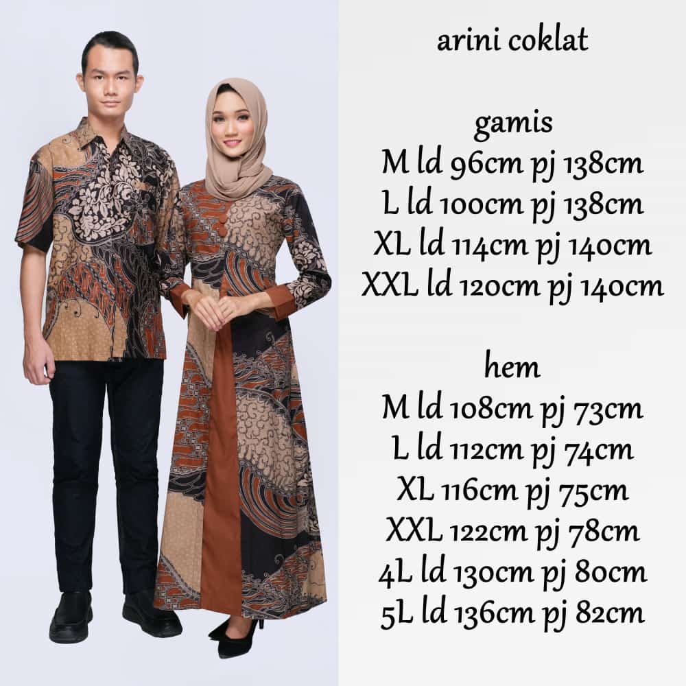 ARINI COKLAT BATIK COUPLE KELUARGA PASANGAN MODERN JUMBO PREMIUM SARIMBIT AYAH IBU ANAK DRESS GAMIS