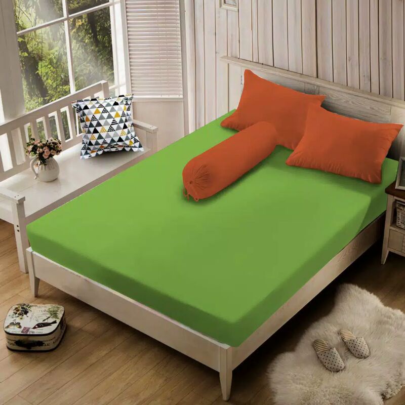 Sprei Diva Linen Sprei Polos Tinggi 30 cm Hijau Orange