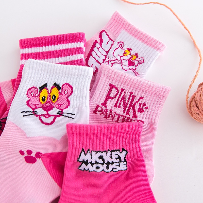 KAOS KAKI ANAK PEREMPUAN KOREA MOTIF MICKEY MOUSE PINK KARTUN SOCK KIDS SEKOLAH USIA 3-7 TAHUN