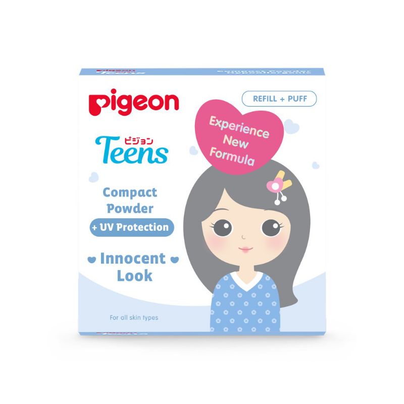 PIGEON Teens Compact Powder + UV Protection Refill + Puff 14gr