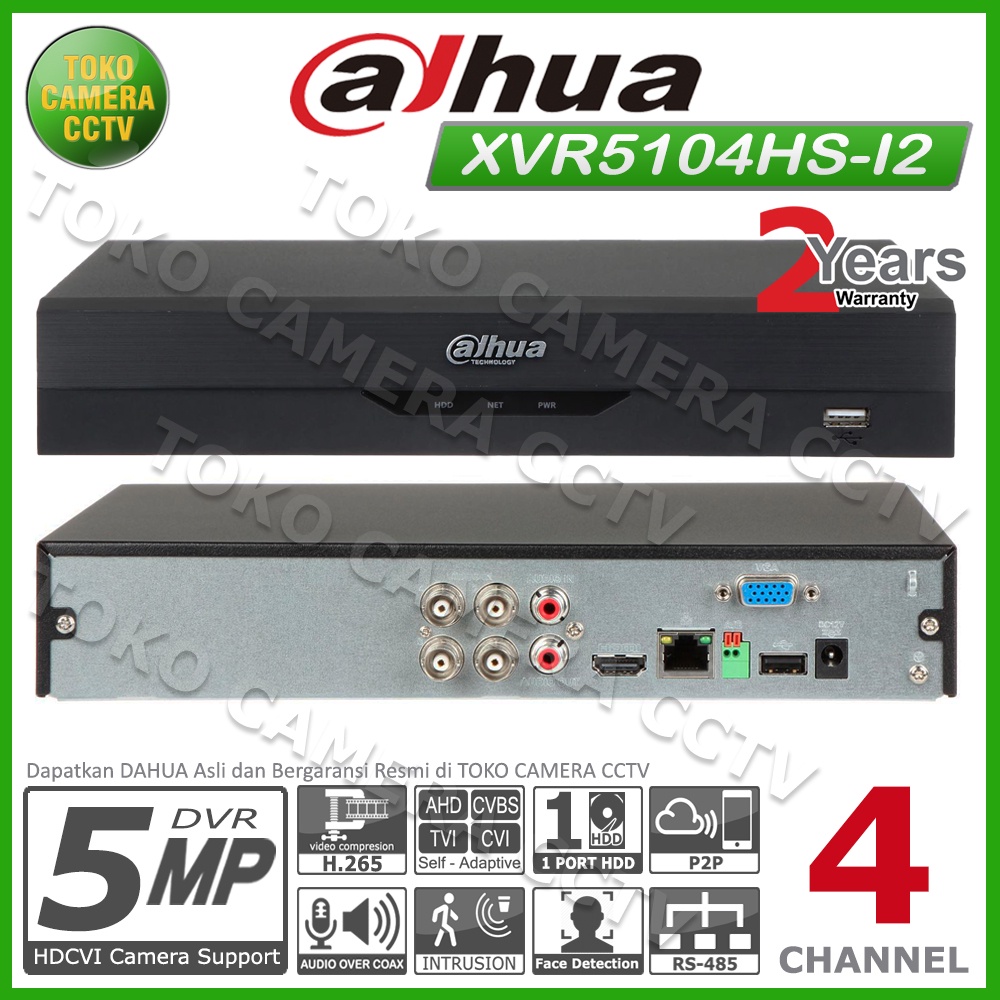 DVR DAHUA 4 CHANNEL DH-XVR5104HS-I2 5MP XVR5104HS I2 DVR 4CH DAHUA 5MP