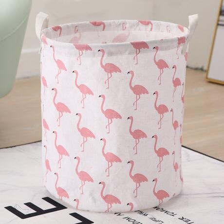Keranjang Baju Bulat Pakaian Kotor / Laundry Bag Canvas-White Flaminggo
