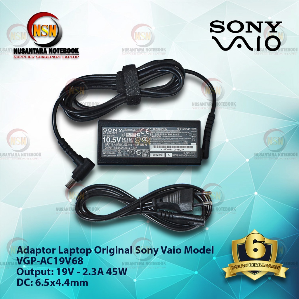 ADAPTOR ORIGINAL SONY VGP-AC19V68 19.5V 2.3A DC 6.5 X 4.4mm