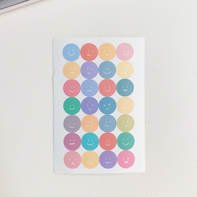Winzige stiker smile stiker bulat aesthetic warna warni stiker hp aesthetic journal wallpaper sticker deco kertas scrapbook album-B