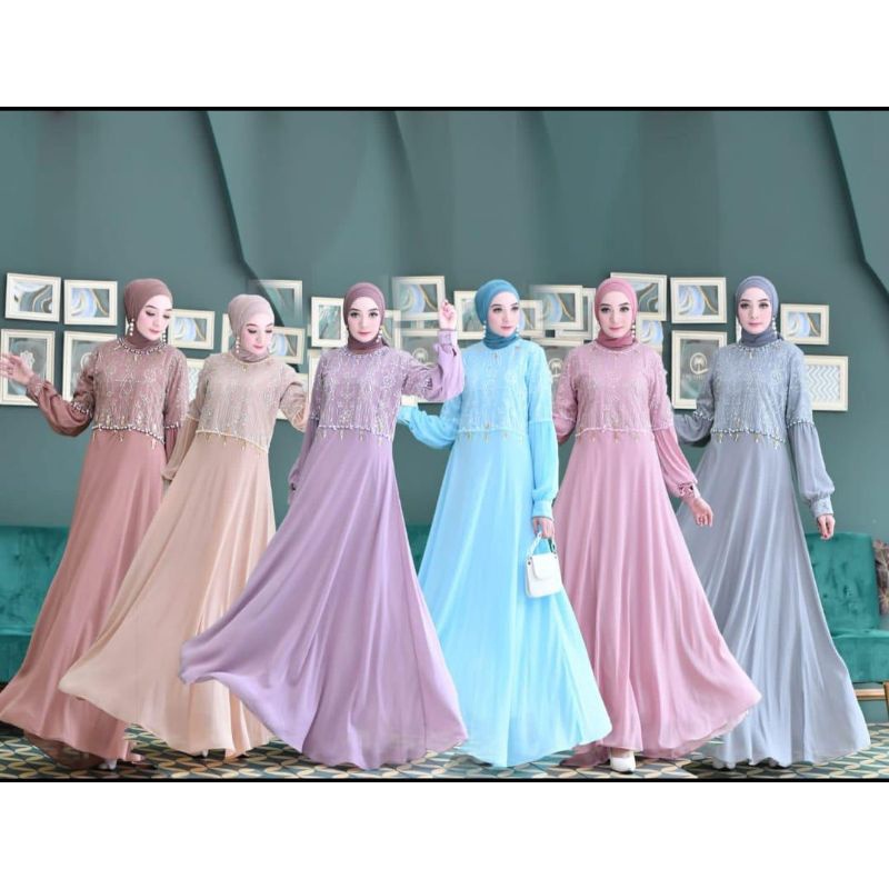 (REALPICT)DRESS IRISH BELLA~GAMIS SERUTY~GAMIS CANTIK~GAMIS TERBARU~GAMIS TILE BROKAT~GAMIS MODERN~G