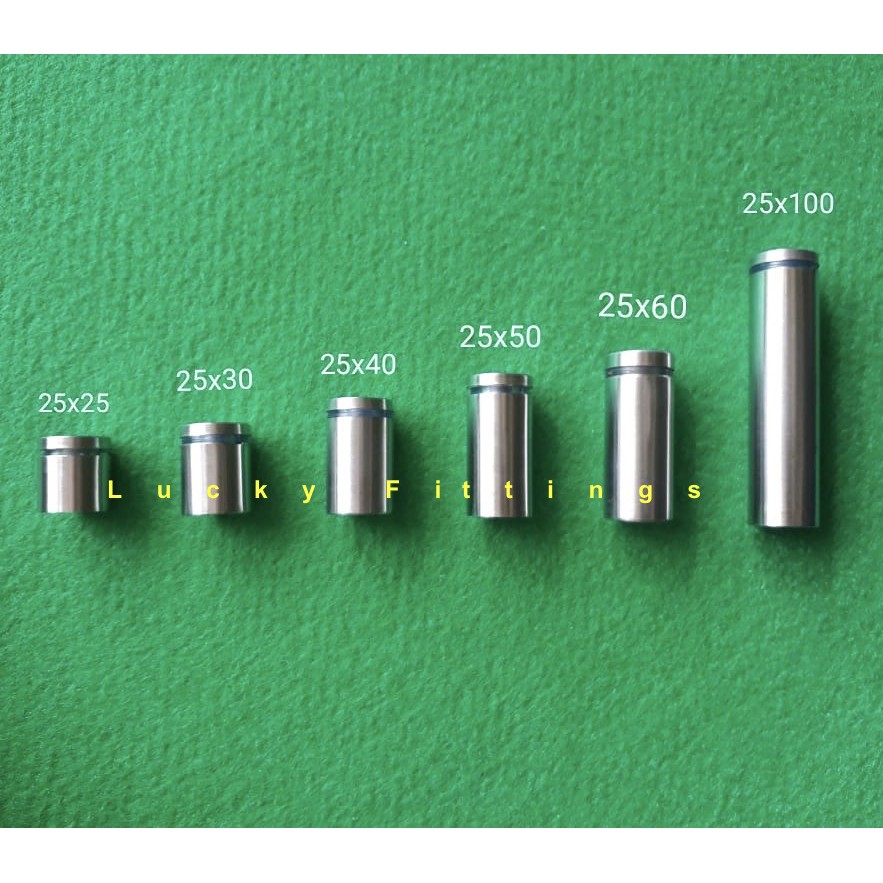 Pen Iklan 25 x 50 Stainless / Stabil Kaca Sign Board / Baut Akrilik