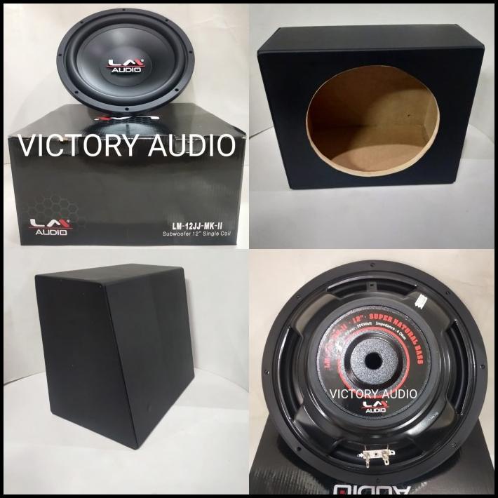 Paket Audio Mobil Subwoofer Plus Box Subwoofer Hitam Merk Lm-12Jj-Mk-2