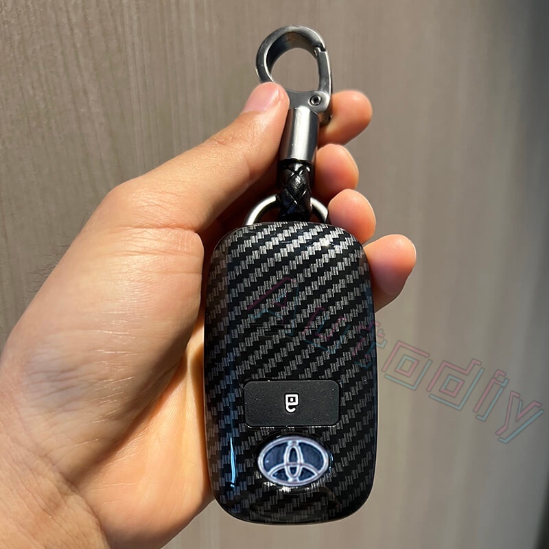 Case Kunci Mobil 1 / 2 / 3 / 4 Tombol Bahan ABS Carbon Fiber Untuk Toyota Veloz 2022 Veloz 2021 Raize Avanza 2022