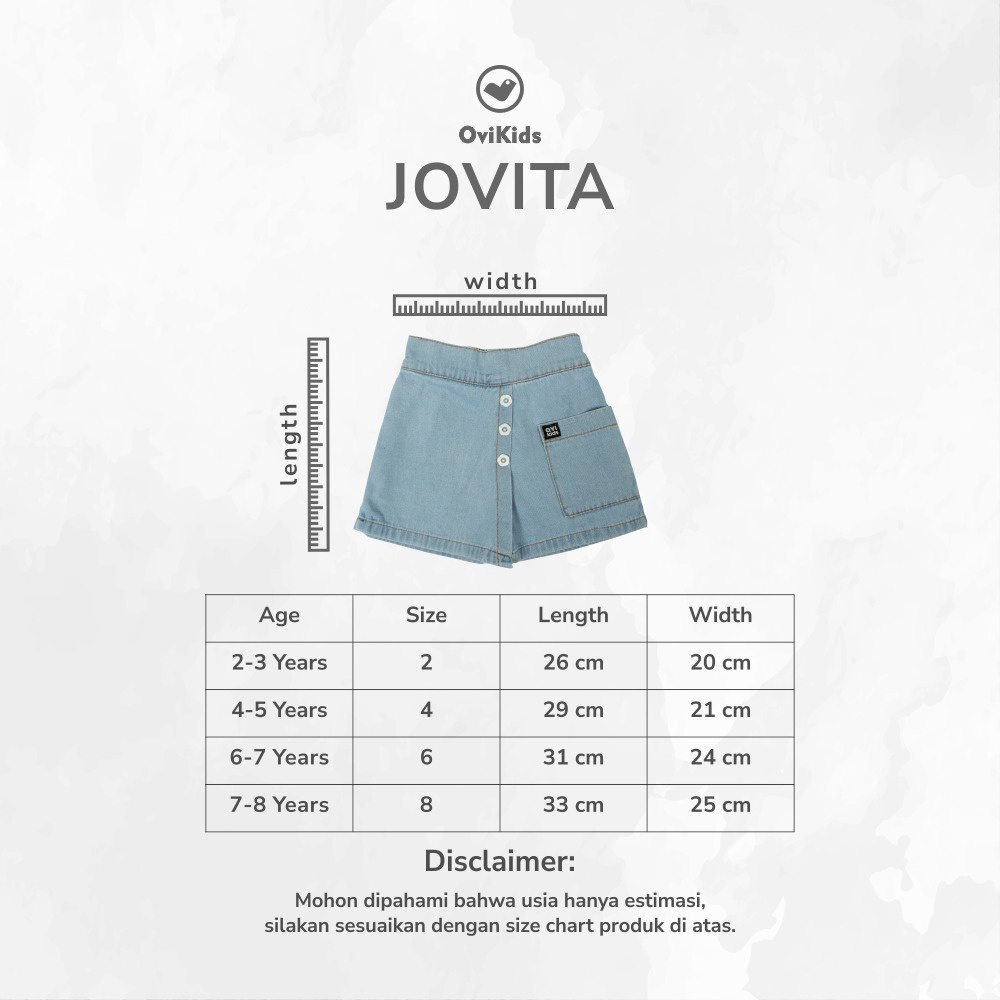 CELANA PENDEK ANAK SHORT PANTS JOVITA / LOVISA JEANS ANAK PEREMPUAN BAWAHAN JEANS FASHION ANAK PEREMPUAN 2-8 TAHUN OVIKIDS