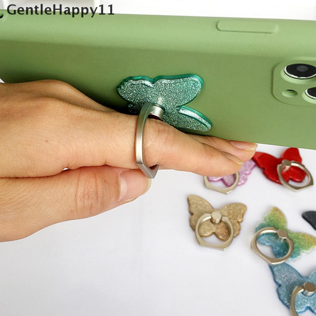 Gentlehappy Phone Ring Stand holder Butterfly Bling Glitter Universal Dudukan 360derajat