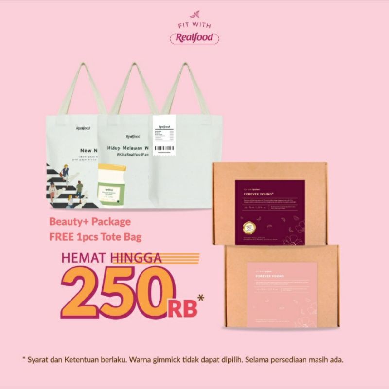 

BUNDLE BEAUTY PACKAGE (1 BOX FOREVER YOUNG+ & 1 BOX FOREVER YOUNG) HADIAH: TOTE BAG REALFOOD