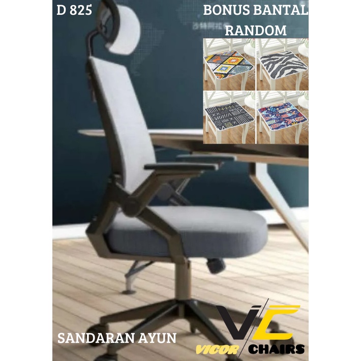 Kursi Kantor,Kursi Gamer,Kursi Sesuai Foto Iklan-D825 Black Grey