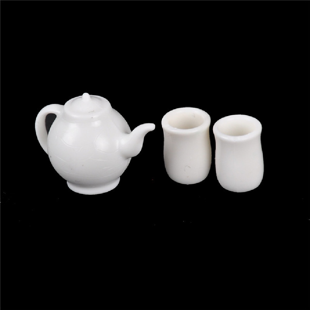 3pcs / Set Mainan Miniatur Cangkir + Panci Skala 1: 12 Untuk Dekorasi Rumah Boneka