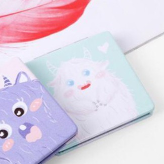 KACA SAKU PORTABLE CERMIN LIPAT UNIK LUCU PREMIUM BANYAK MODEL KACA MAKE UP PERBESAR 2X-HIJAU