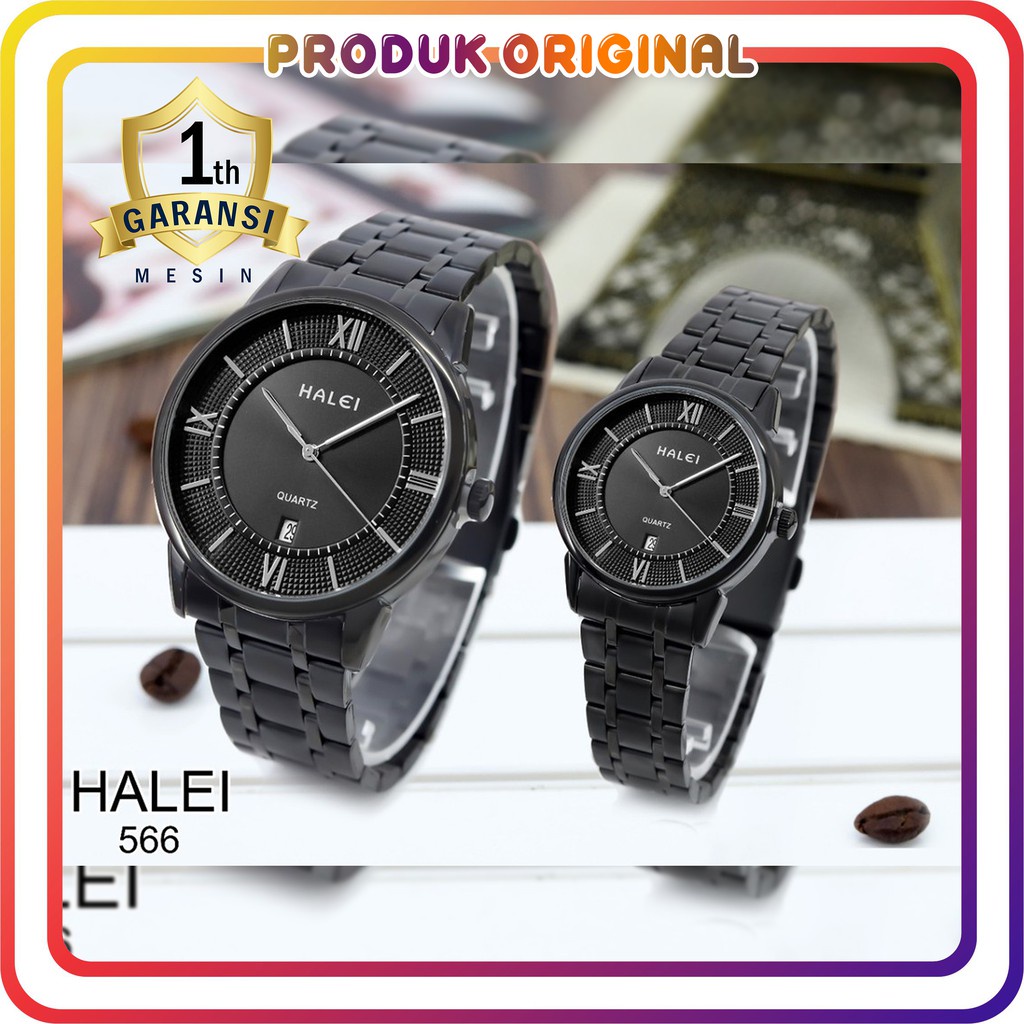 COD JAM TANGAN COUPLE HALEI ORIGINAL 566 TANGGAL AKTIF WATER RESISTANT STAINLES STEEL