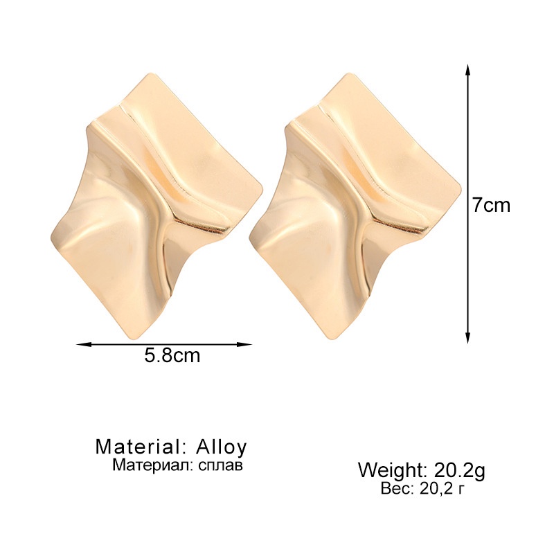 Anting Tusuk Asimetris Model Geometri Bahan Metal Gaya Eropa / Amerika Untuk Wanita