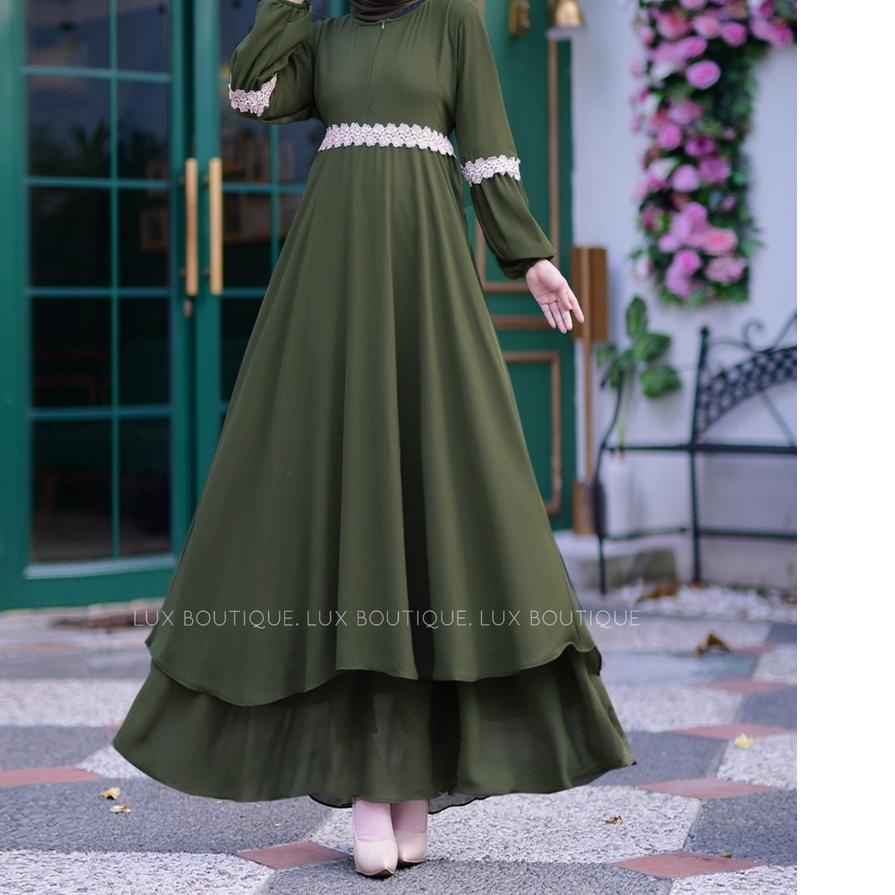Gamis Malaysia / Gamis Ceruty Polos / Gamis Melayu Ceruti Babydoll Renda full furing 민