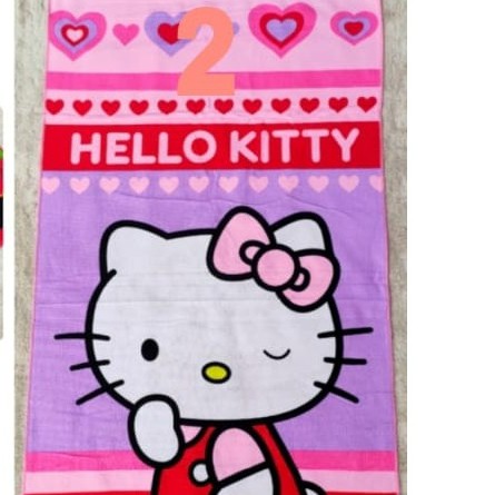 Promo Handuk Karakter Anak 70x140 Daya Serap Tinggi-02 hello kitty ungu