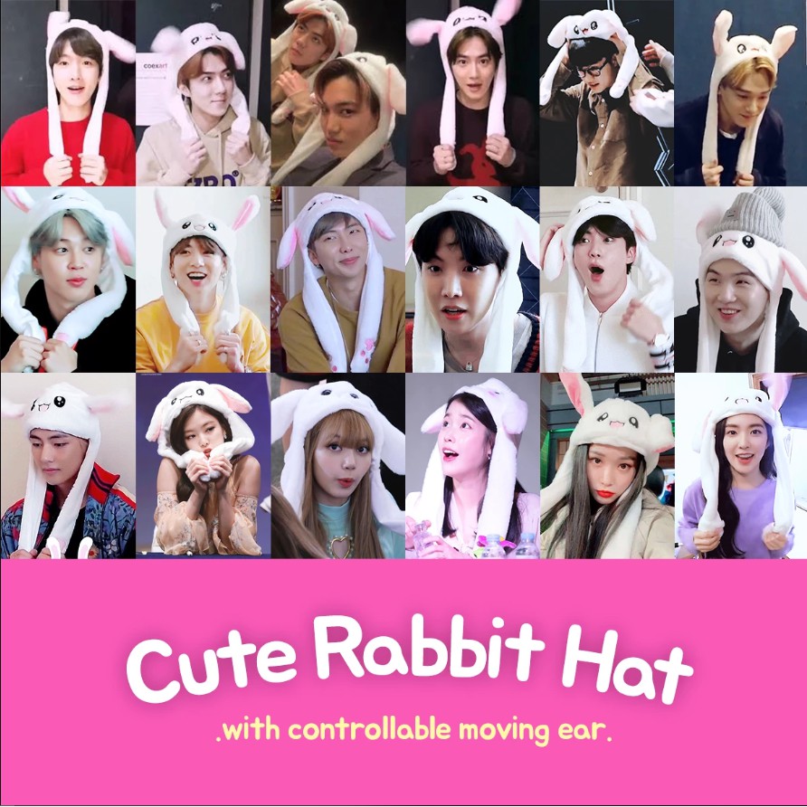 TOPI BANDO KELINCI PIKACHU UNICORN BUNNY HAT BTS KPOP TIKTOK INSTAGRAMABLE KUPING BERGERAK